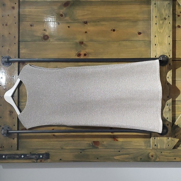 ZARA SILVER SHIMMER METALLIC GRAY KNIT DRESS SIZE LARGE - Picture 8 of 11